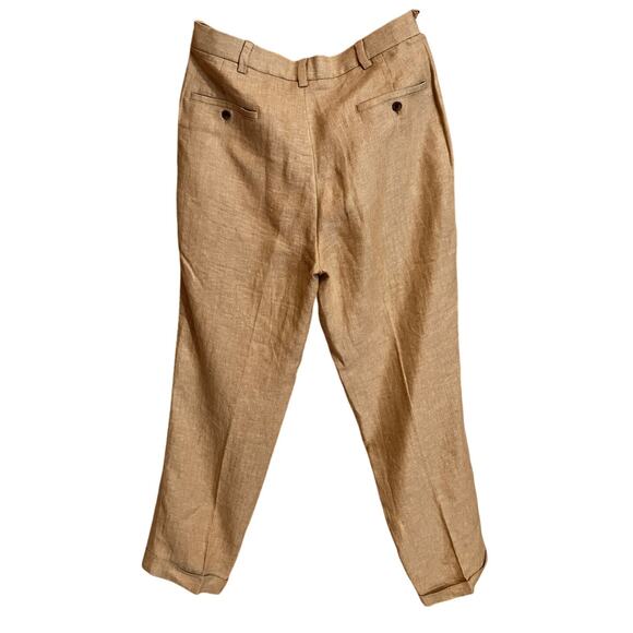 Brooks Brothers 346 Linen Pants Men’s 34x32 Tan Herringbone Dress Trousers - Picture 2 of 8